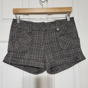 Stoosh Gray Plaid Cuffed Dress Shorts